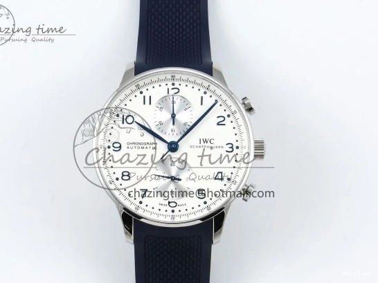 MIROTIME 0412 Casual Portuguese Chrono IW3716 Z+F 1:1 Best Edition White Dial on Blue Rubber Strap A 7016